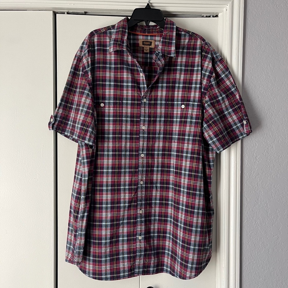 The Foundry Supply Co. 2XLT Plaid Short Sleeve‎ Button Down Shirt
